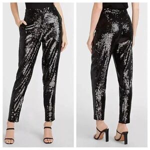 Express NWT Black High Rise Sequin Ankle Pants Size 16